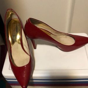 Red textured patent leather Michael Kors heels